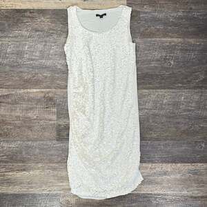 Rachel Zoe white sleeveless sequin maternity cocktail dress size XS B170